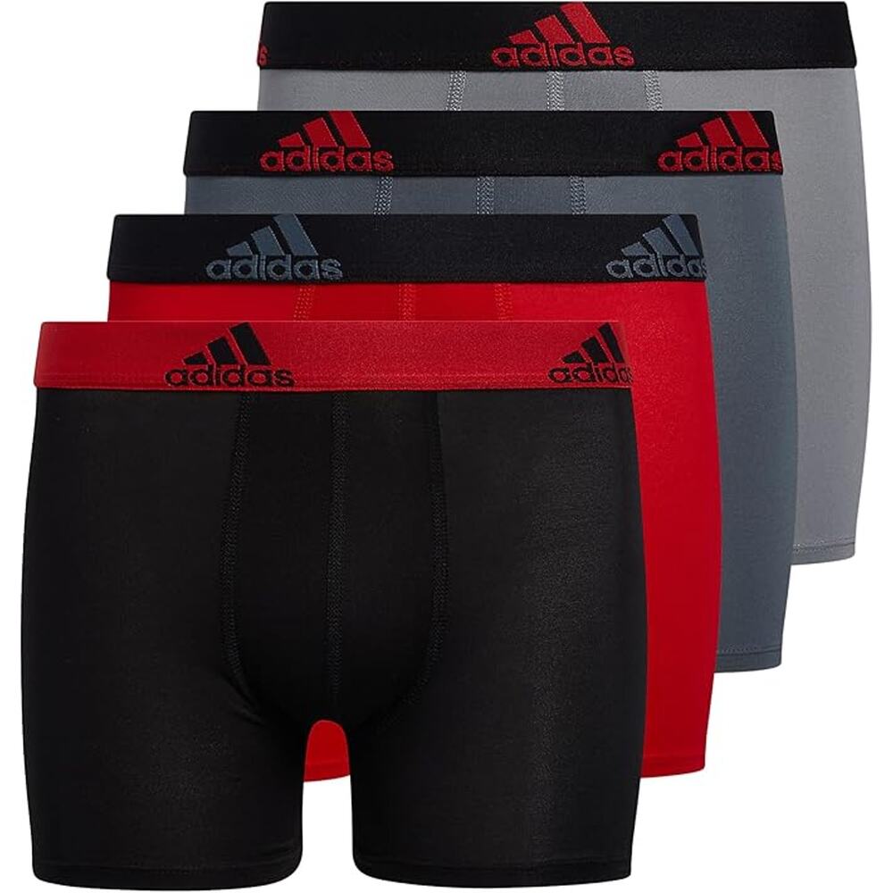 Adidas Boy's Large 4-Pack Performance Athletic Fit Boxer Brief Underwear C21-3
